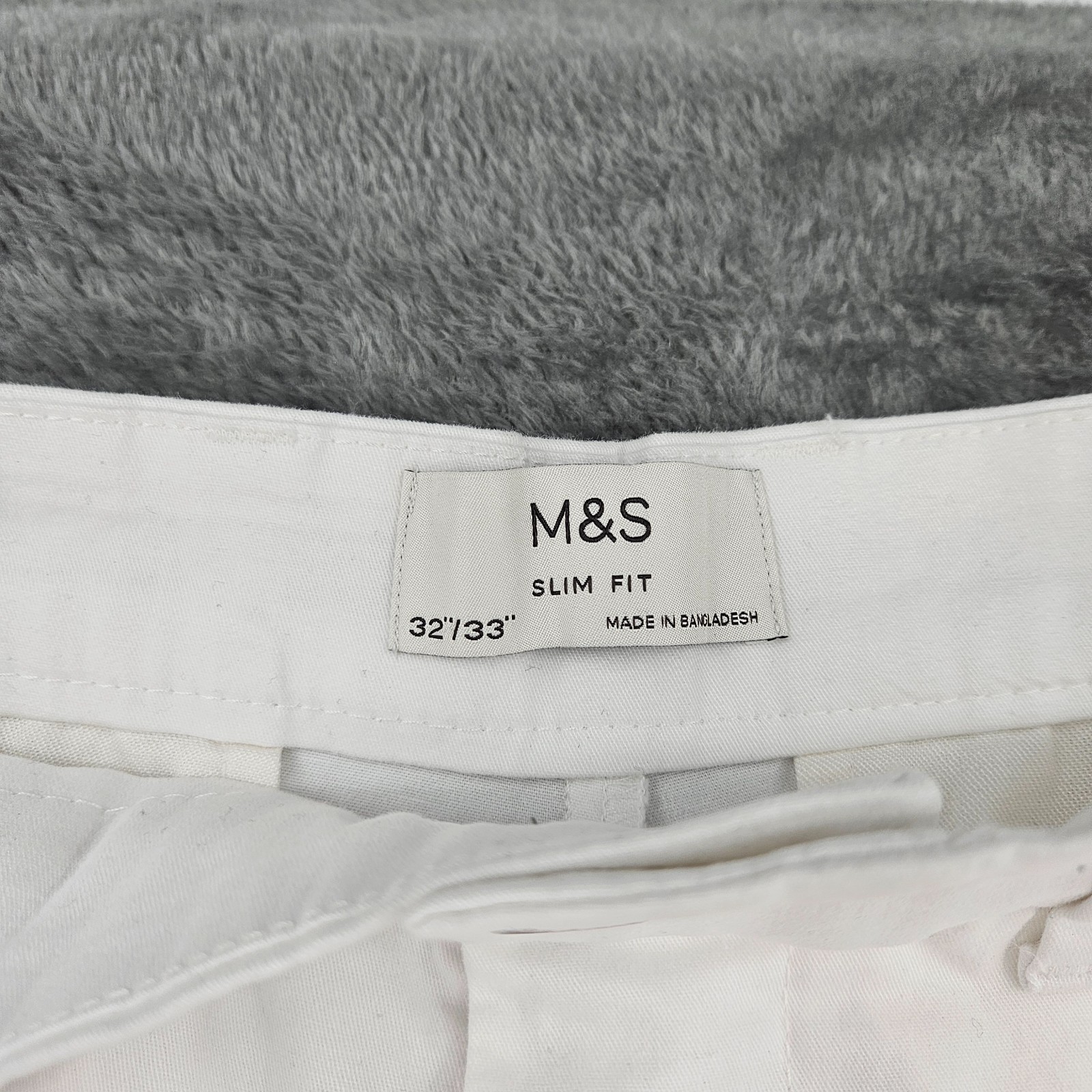 M&S Mens White Slim Fit Chino Trousers W32 L33 Stretch Cotton Smart Casual image 3