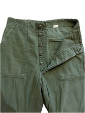 Baker Vietnam Era Cotton Sateen Button Fly OG 107 Pants 1970s 28X29 Button Fly