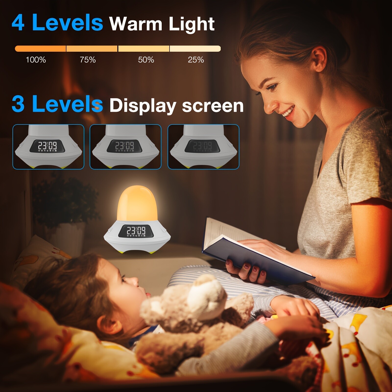 1pc Speaker Alarm Clock Wake Up Light White Noise Machine-image