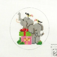CBK / Kooler Design Studio Elephants with Gifts Handpainted Needlepoint Canvas