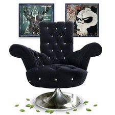 Original Bretz Sessel Pompadour noir funkelnde Kristalle Drehsessel schwarz