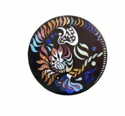18'' black marble table top coffee center inlay lapis malachite room decor d103