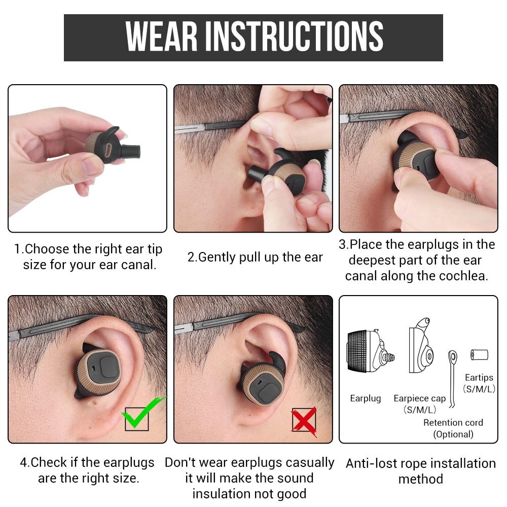 Earmor M20 Electronic Earplugs Shooting Ear Plugs Hunting Hearing