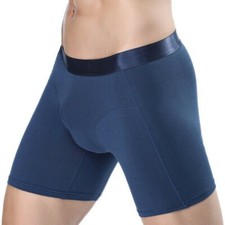 Men Cotton Silky Trunk Boxer Briefs Shorts Long Legs Soft Running Underwear Cosy
