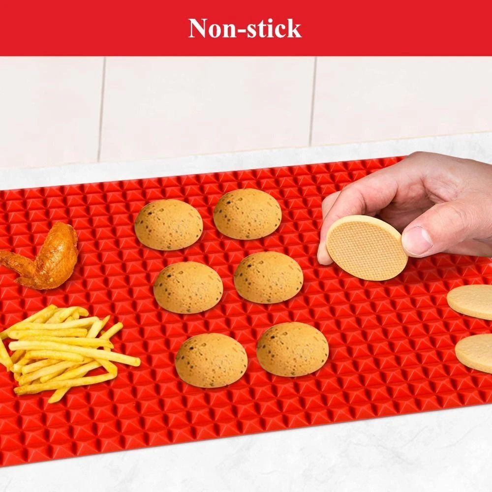 2PCS Silicone Pyramid Silicone Baking Mat Red Silicone Baking