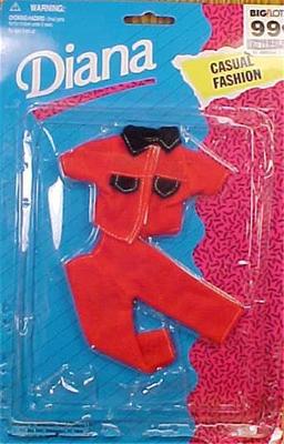 Diana Casual Fashion Doll Outfit Red Shirt & Pants On Card Vintage