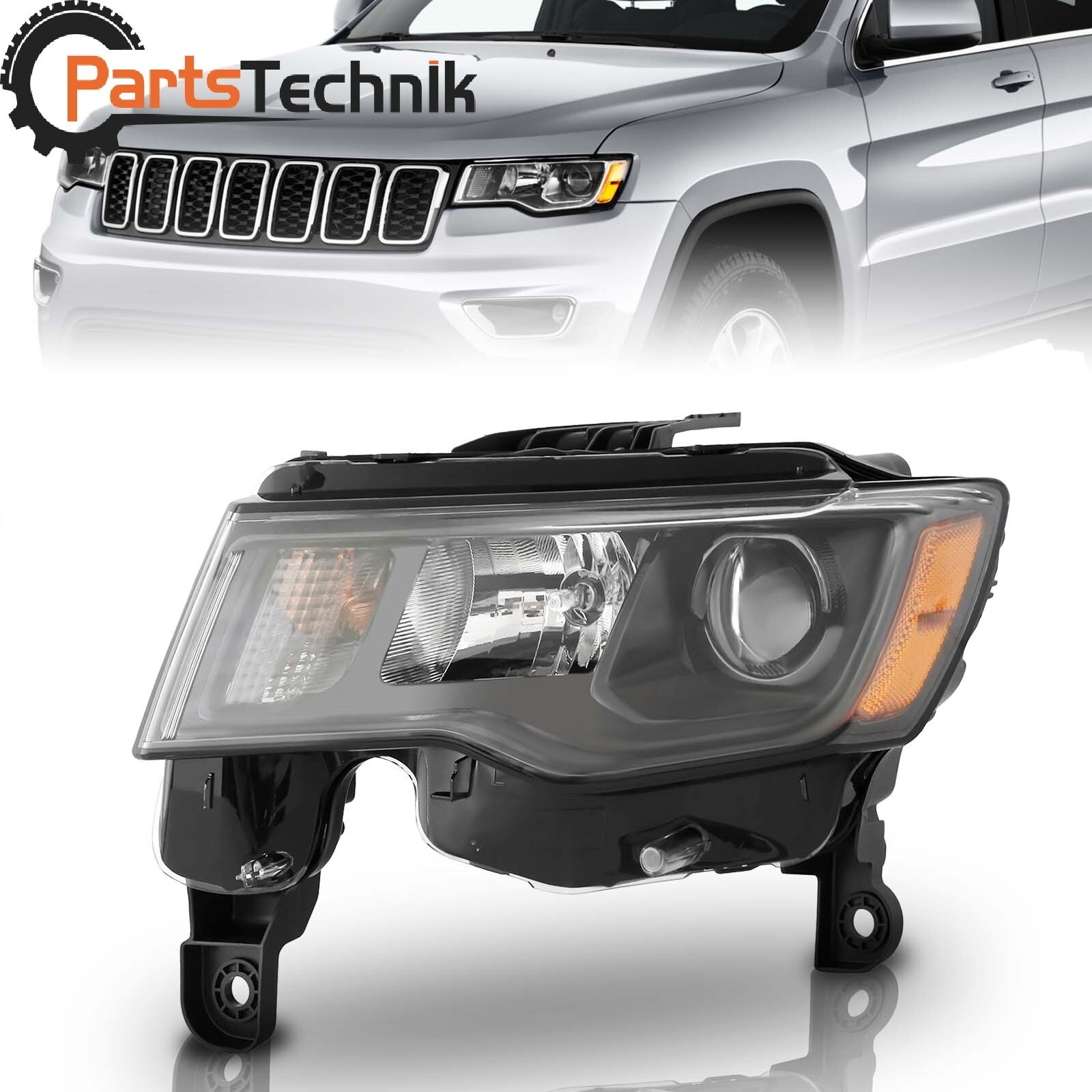 Halogen Headlight Assembly Black Fit 2017 2021 Jeep Grand Cherokee Left 