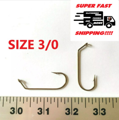 50 HOOKS Size 3/0 Eagle Claw Jig Hooks 45° Flat Eye Heavy Wire Do-It molds L2898
