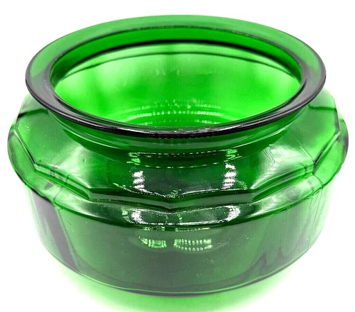 RARE Vtg Green ANCHOR HOCKING Emerald Green Glass Fish Bowl Planter MCM