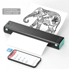 Thermal Printer Supports 8.26x11.69 A4 Wireless Mobile Travel Printer For Office