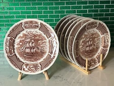 Set Of 7 Alfred Meakin Fair Winds The Friendship Of Salem 10.5" Dinner Plates