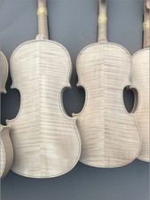White Violin Flame Maple Violin 4/4 Full Size Back side Handmade Unfinished New