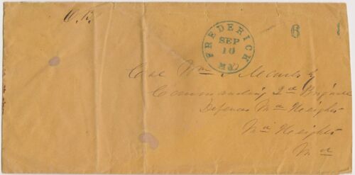 1862 CIVIL WAR Frederick MD Cover to Col. Wm. P. Maulsby 1st MD Inf - Due 6 - Picture 1 of 2