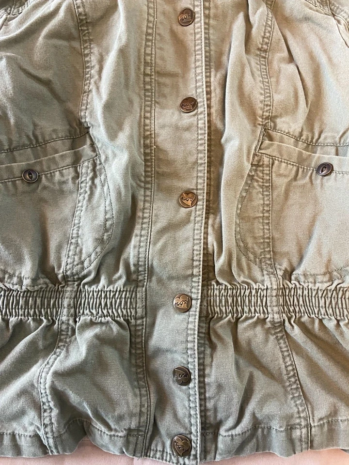 L'AMOUR зеленый женщин размер XL длинный рулон вкладка рукав Snap Up с капюшоном Gorpcore куртка - Изображение 3 из 4