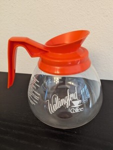 Vtg Glass Coffee Carafes Commercial Decaf Orange Wallingford Coffee VGC Germany