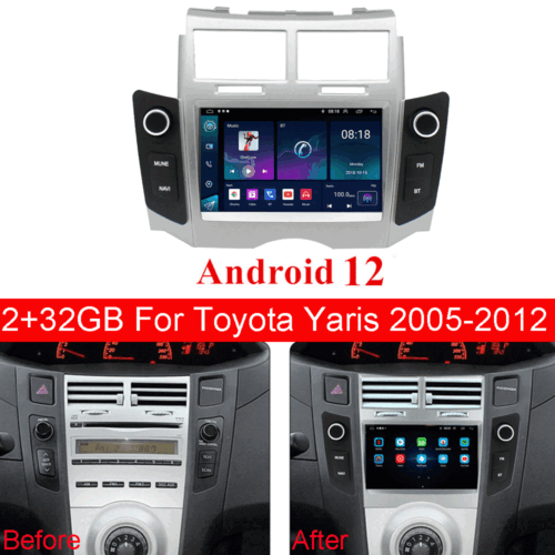 7'' Stereo Radio GPS 2+32GB For 05-12 Toyota Yaris Build-In Carplay Android Auto - Foto 1 di 24