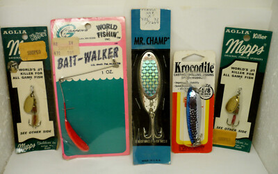 Lot of 5 New in Pkg Fishing Lures Mepps Krocodile Bait Walker Champ