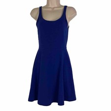 Express Mini Dress Women's XS Fit & Flare Sleeveless Scoop Neck Above Knee Blue