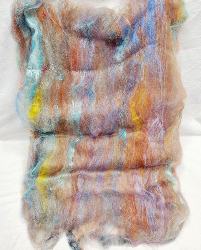 Carded Art Batt 3.25 Oz Merino Top Wool Hand Dye Alpaca Silk Fiber Multicolor - Picture 17 of 18
