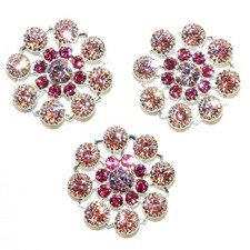 SCSCL1915 Fuchsia, Violet, Rose 19mm Silver Flower Swarovski Crystal Pendant 6pc