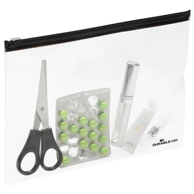 DURABLE 2480 Zip Bag Gleitverschlussbeutel A5 transparent/schwarz - 5er Pack