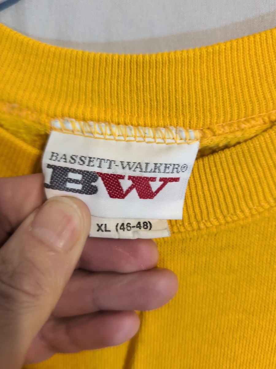 Distressed* Vintage XL Bassett Walker 1980's Yellow Crewneck