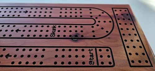 Beautiful New Unique Cedar wood Handcrafted Cribbage Board Cards Pegs 3 person - Picture 9 of 11