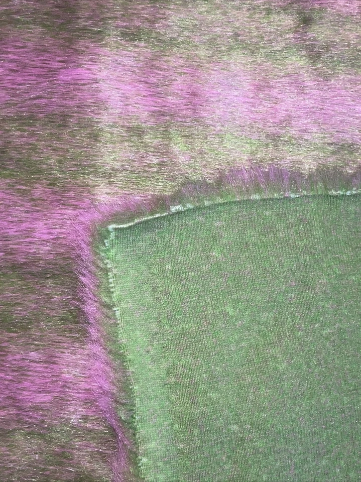 Cobertor retangular de pele listrada rosa e verde vintage 64 X 54 pol. - Imagem 4 de 4