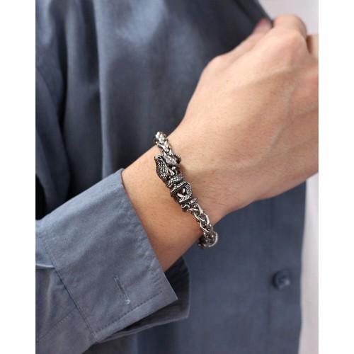 8mm Mens Hip Hop 20CM Stainless Steel Magnetic Buckle Snake Link Bracelet - Picture 4 of 10