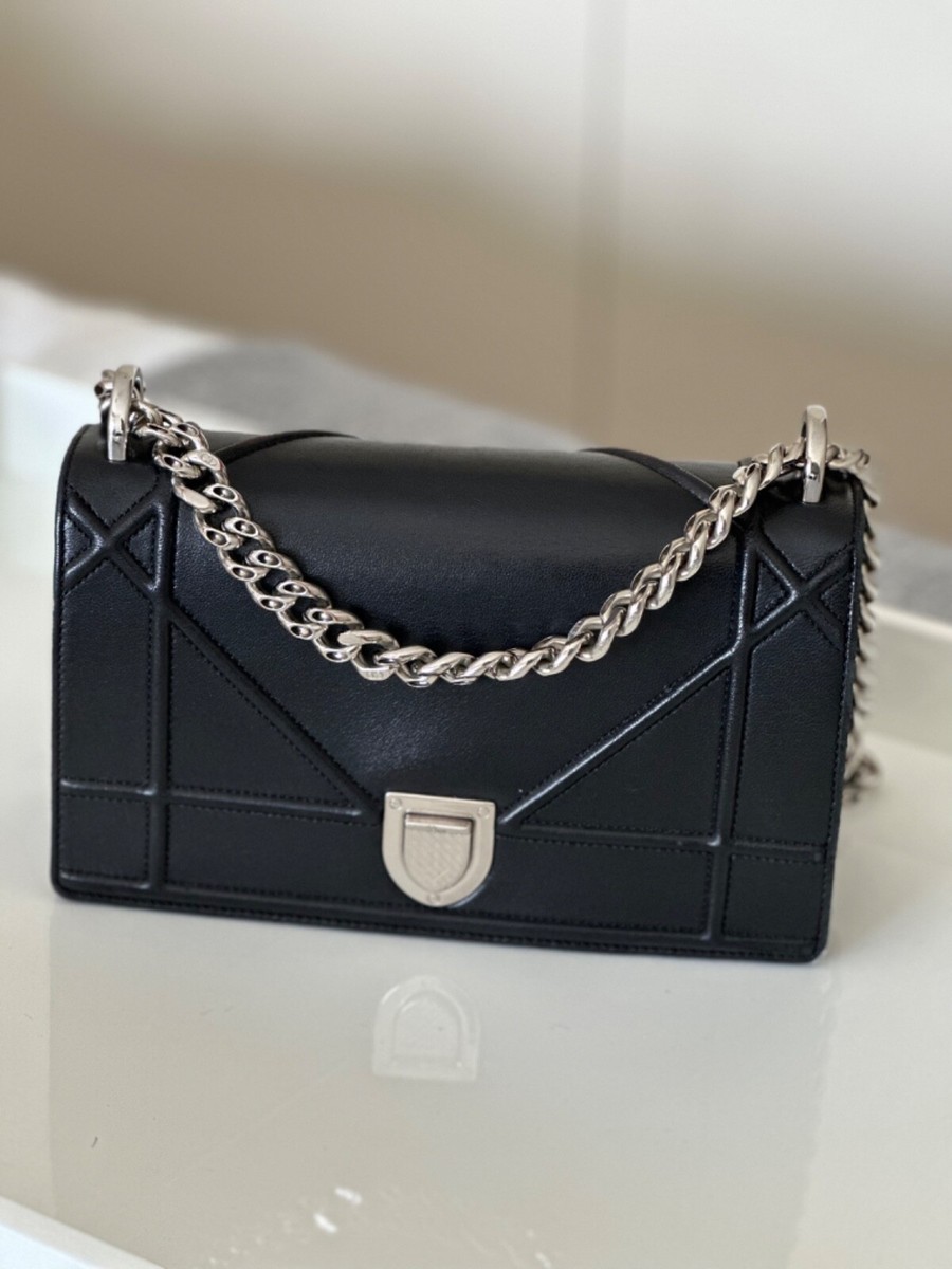 DIOR - DIORAMA Bag - Black Patent Leather Crossbody Chain Bag | eBay