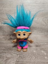 Vintage Ace Novelty Troll Doll Workout Outfit Pink and Turquoise 4 Inches Tall