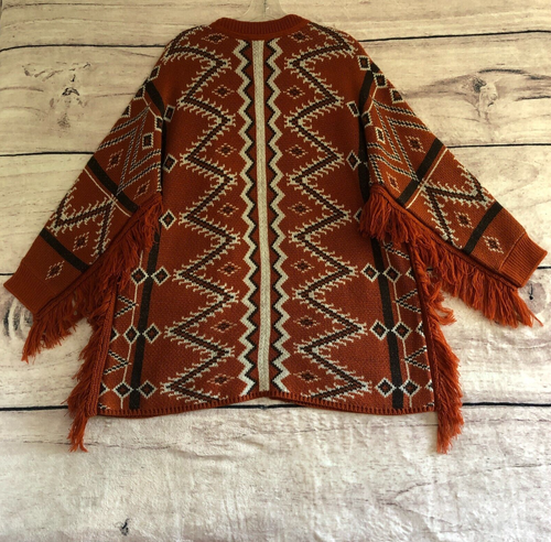 Cardigan Shyanne Country M aperto spolverino Dolman frange sud-ovest boho azteco - Foto 2 di 10