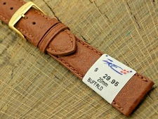 ZRC NOS Vintage Unused Tan Buffalo Watch Band w Gold Tone Buckle 20mm Mens