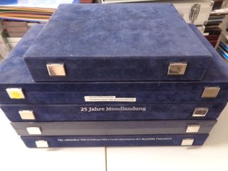 5 Stück MDM Samtschatullen / Kassetten für hunderte große Münzen!