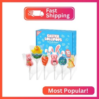 Easter Lollipops Candy Variety Pack Dye-Free - 12 Individually Wrapped Assorted