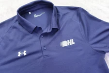 OHL Ontario Hocky League Hockey Polo Shirt Men's Size L Under Armour Blue