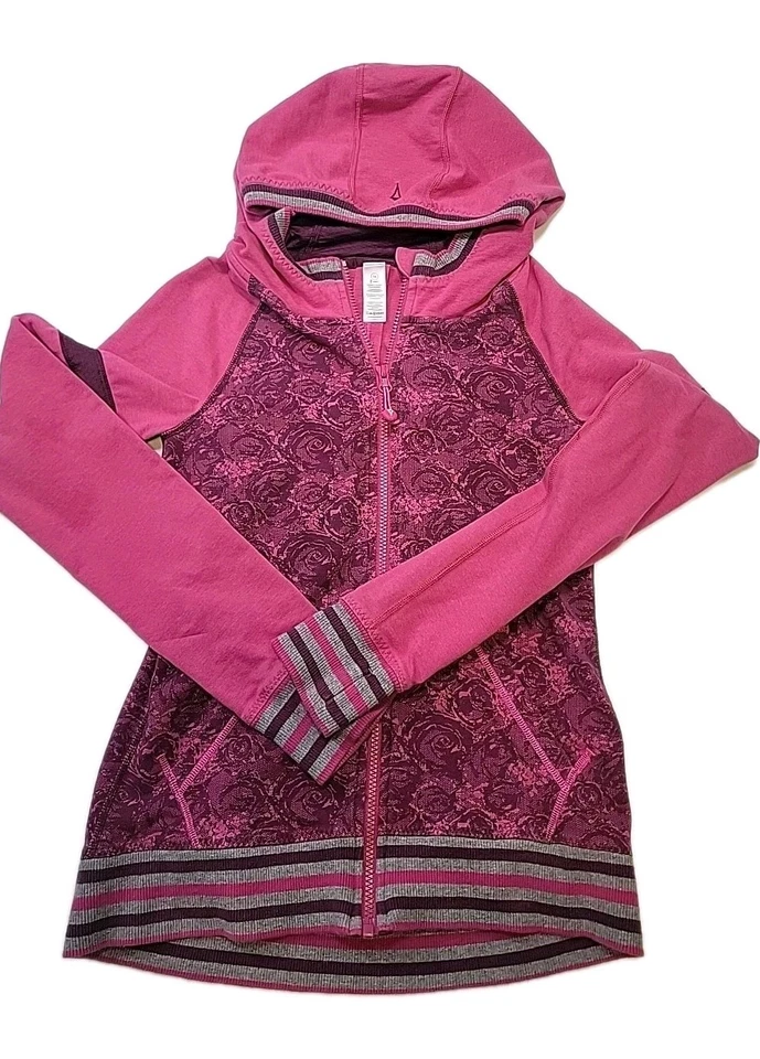 Chaqueta con Capucha Ivivva Lululemon Cremallera Completa Rosa y Púrpura Talla 14 Algodón/Spandex Foto 3 de 4