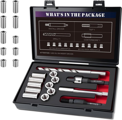 #ad M11X2.0 Metric Thread Repair Kit with Insert HSS Drill Tap Installation Driver $178.99