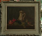 YUKIO Japanese OIL Painting STILL LIFE of Kettle & Fruits on table ( 18" x 15" ) — photo 2