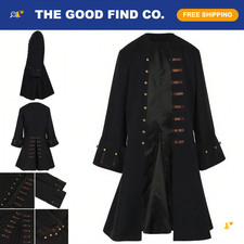 Men's Pirate Coat Jacket Costume - Medieval Steampunk Vintage Tailcoat for Hallo