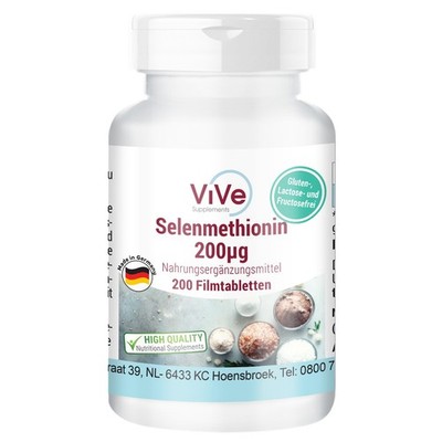 Selenmethionin 200μg - 200 Filmtabletten - schluckfreundlich | Vive Supplements