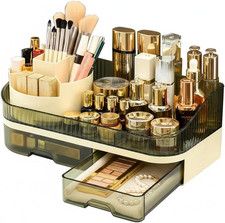 Makeup Organizer with Dual Drawers - Large Capacity Countertop Cosmetic Storage