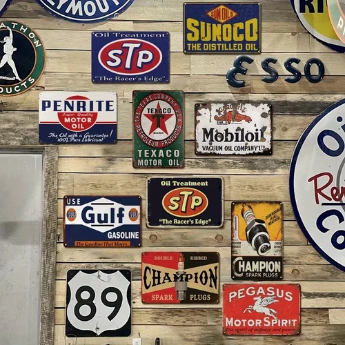 Retro Garage Tin Signs 10 Vintage Metal Wall Decor Men Cave Wall Decorations LOT