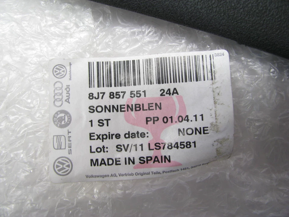 NUEVO - OEM LHD 8J7857551-24 Parasol para conductores para Audi TT Foto 3 de 3