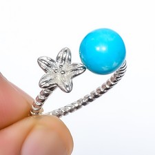 Larimar Gemstone 925 Silver Plated Ring Adst. 43 