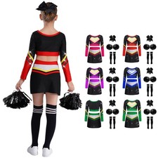 Girls Outfits Rave Cheerleading Costume Cheer Leader Shiny Set Carnivals Dance