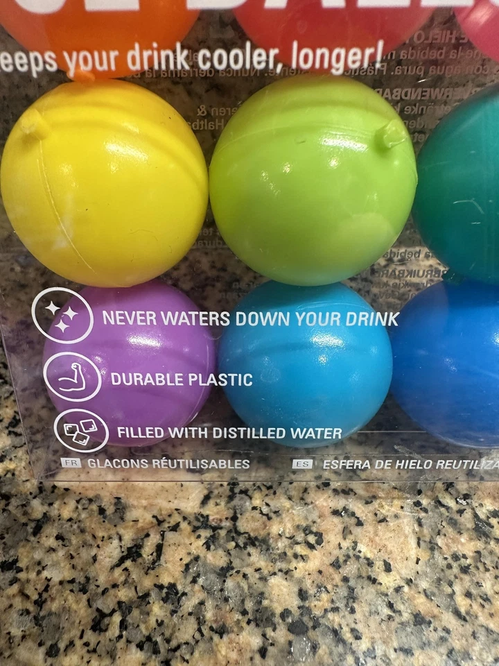 Kikkerland Reusable Ice Balls Set Of 9 Multicolor Drink Chillers Distilled Water - Image 2 of 4