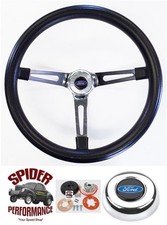 1965-1969 Ford Steering Wheel Blue Oval 15 Muscle Car Chrome