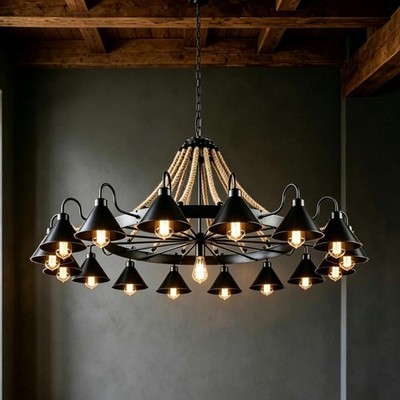 Industrial Chandelier Vintage Ceiling Lighting Pendant Hanging for Living Room