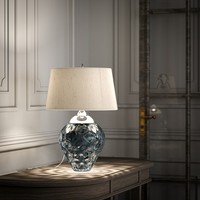 Moderne Tischlampe In Blau/Nickel Poliert/Taupe, 1X60W/E27+1X7W/Gu10, 620LM, ...